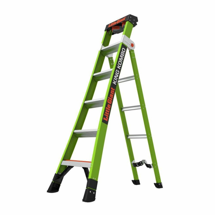 Ladders * | King Combo 3-In-1 All-Access Combination Ladder 6 Type 1A Fiberglass Little Giant Safety High Quality