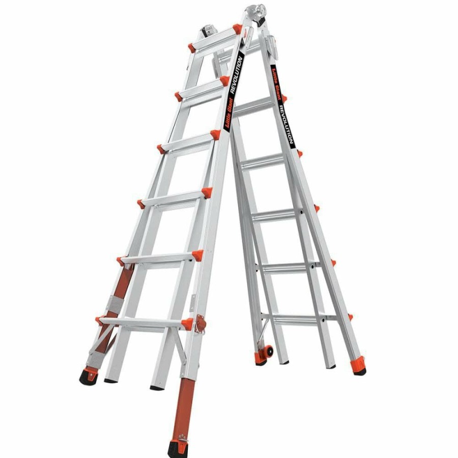 Ladders * | Revolution M26 Aluminum Type-1A Telescoping Multi-Position Ladder With Ratchet Leg Leveler Little Giant Safety Cheaper