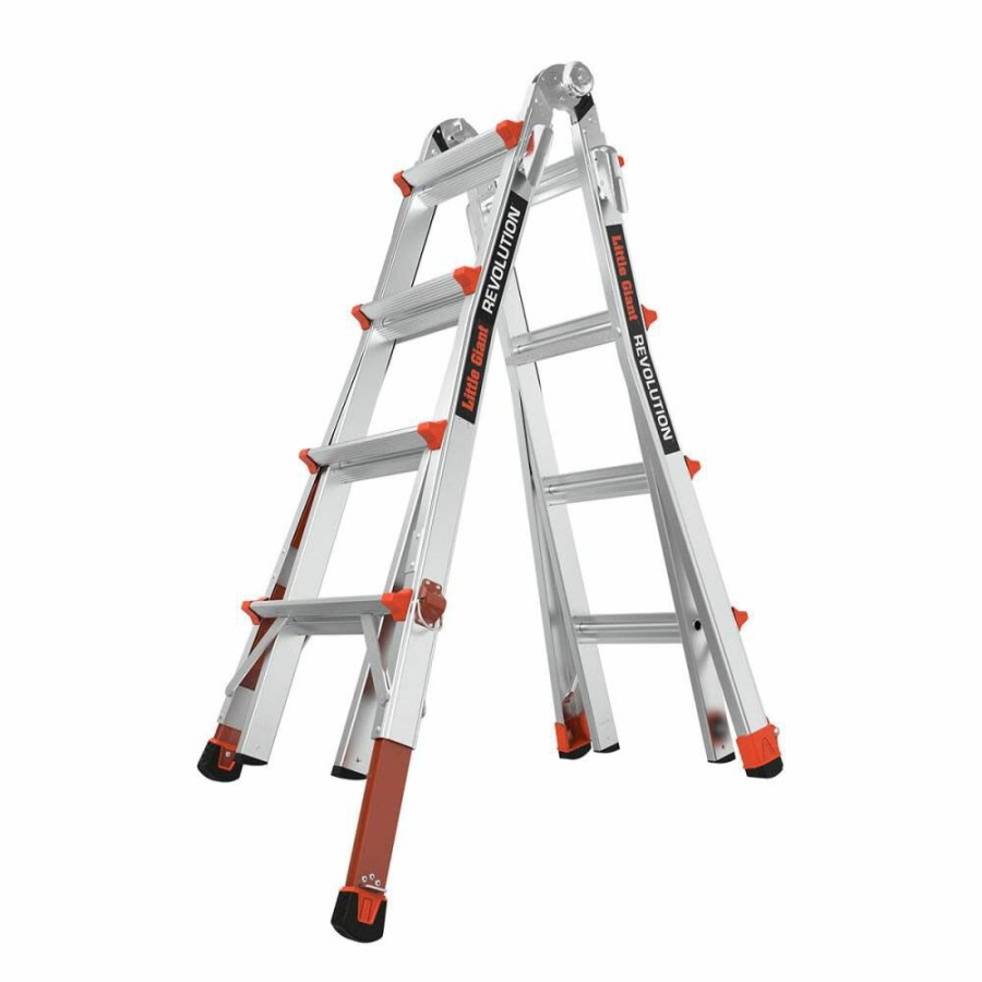 Ladders * | Revolution M17 Aluminum Type 1A 300Lb Rated Telescoping Multi-Position Ladder With Ratchet Leg Leveler Little Giant Safety Radiant Model