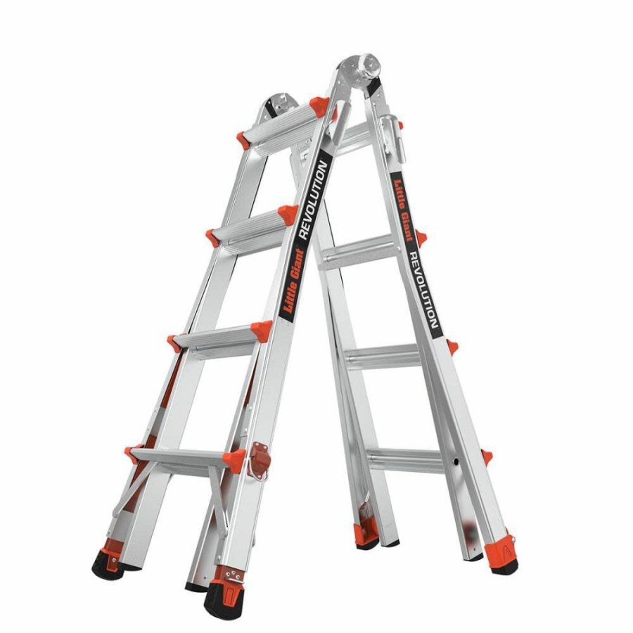 Ladders * | Revolution M17 Aluminum Type 1A 300Lb Rated Telescoping Multi-Position Ladder With Ratchet Leg Leveler Little Giant Safety Radiant Model