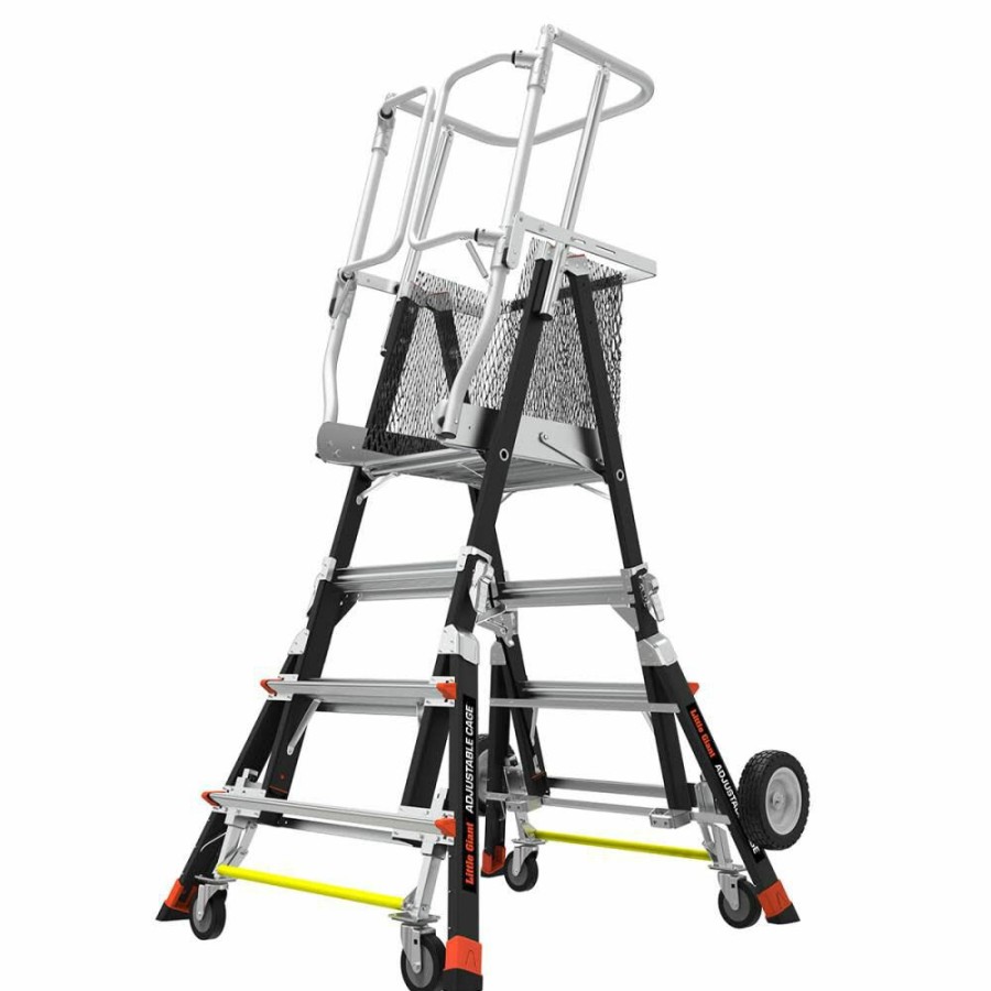 Ladders * | Cage Model 3 Ft. To 5 Ft. Iaa Fg W/ All Terrain Wheels And Wheel Lift Little Giant Safety Nice Style