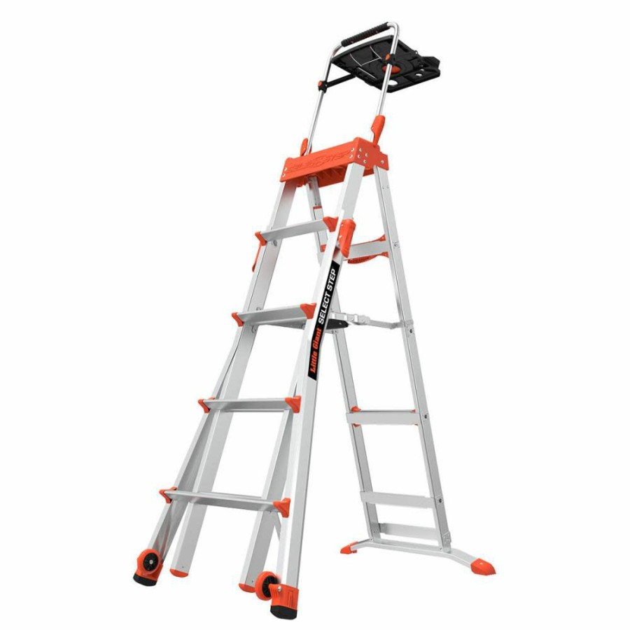 Ladders * | Telescoping Step Ladder Aluminum 8 300Lb 1A Little Giant Safety High Quality