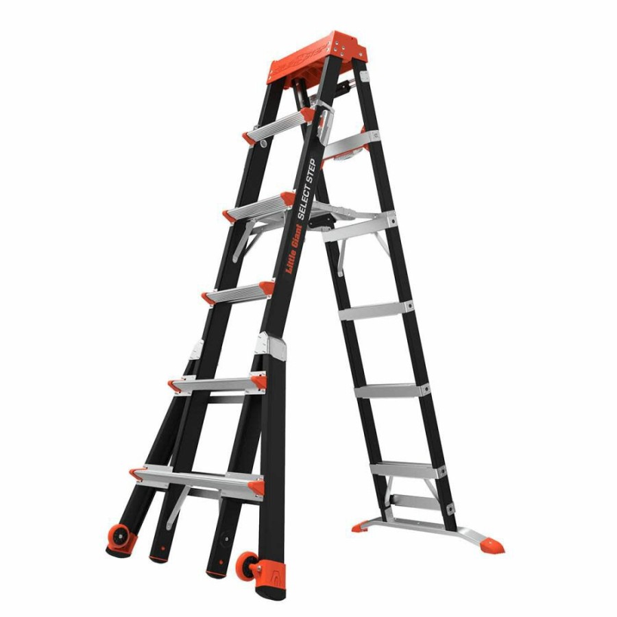 Ladders * | Select Step M6 Fiberglass Type 1Aa Adjustable Step Ladder Little Giant Safety Fire Sale