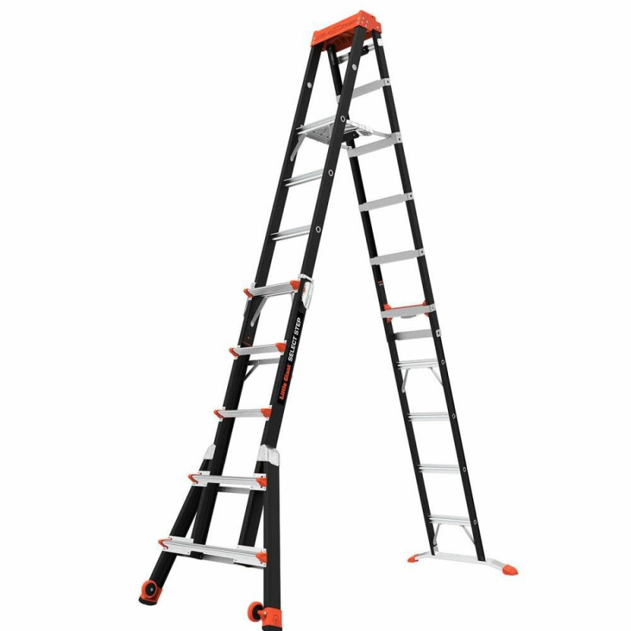 Ladders * | Select Step M6 Fiberglass Type 1Aa Adjustable Step Ladder Little Giant Safety Fire Sale