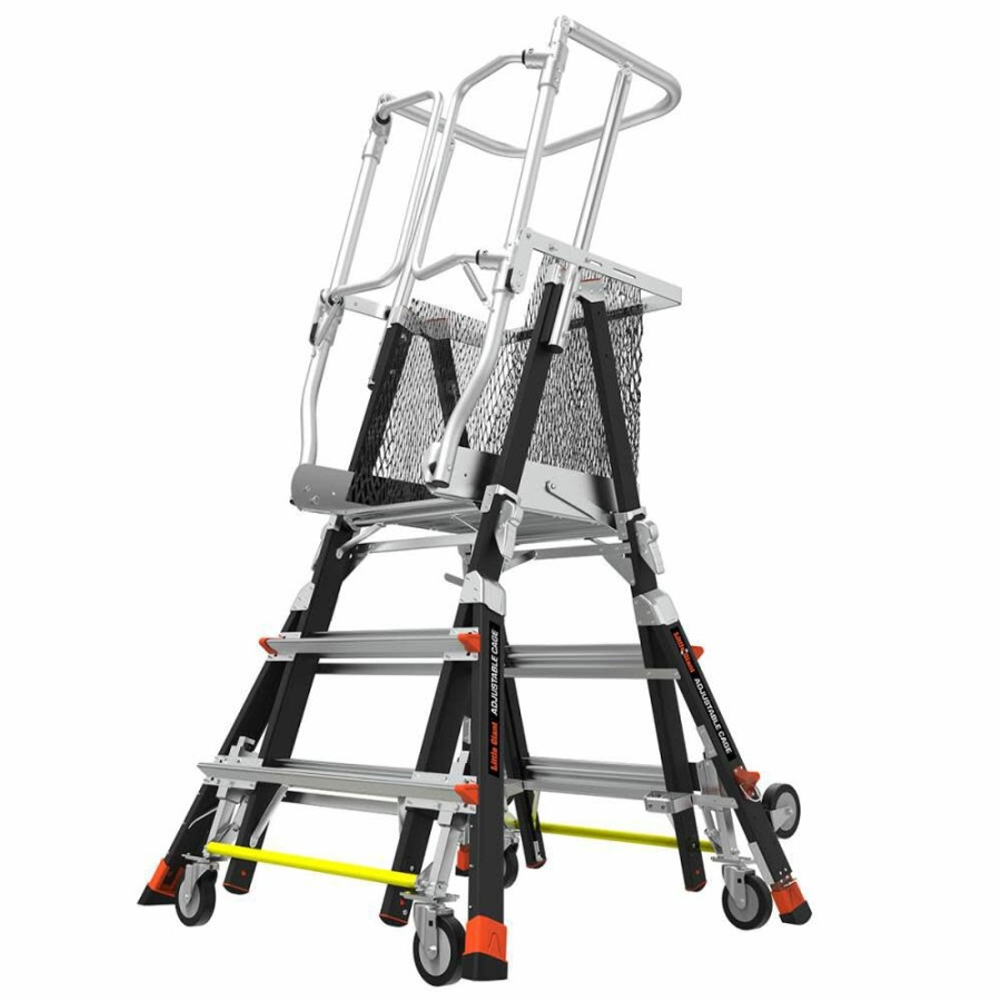 Ladders * | Cage Model 3 Ft. To 5 Ft. Iaa Fg W/ Wheel Lift And Ratchet Levelers Little Giant Safety New