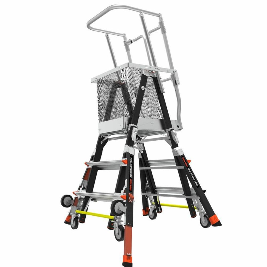 Ladders * | Cage Model 3 Ft. To 5 Ft. Iaa Fg W/ Wheel Lift And Ratchet Levelers Little Giant Safety New