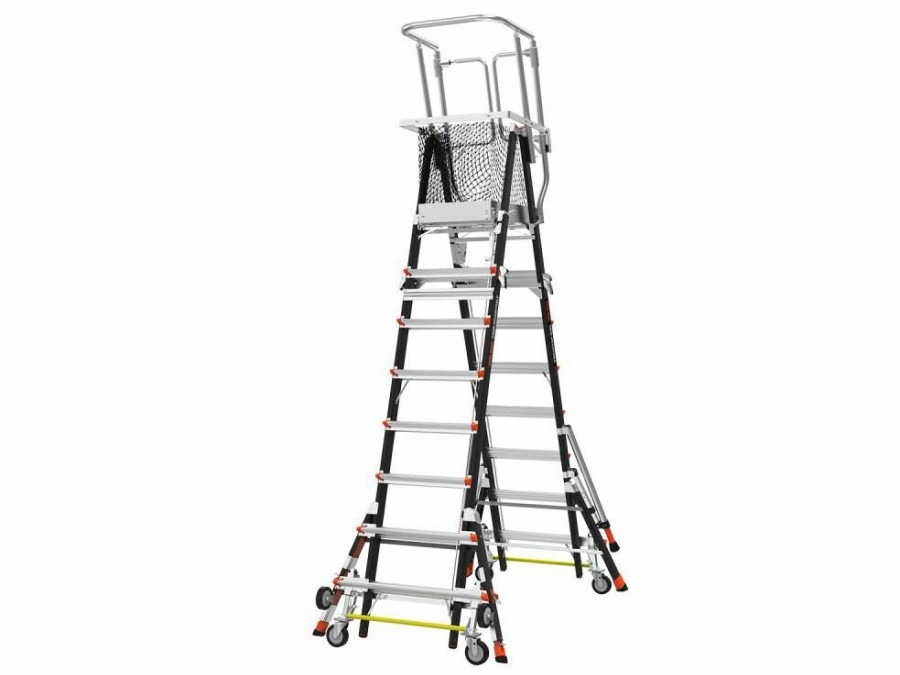 Ladders * | Cage Model 8 Ft. To 14 Ft. Iaa Fg W/ Wheel Lift And Ratchet Levelers Little Giant Safety Online Sales