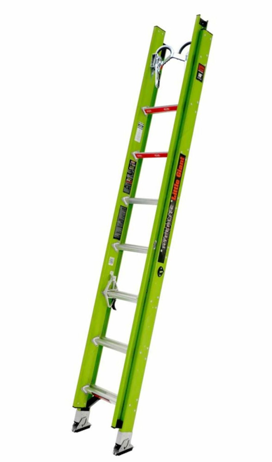 Ladders * | Hyperlite 16 Ft. Iaa Fiberglass Extension Ladder W/ Ch, V-Rung And Claw Little Giant Safety New