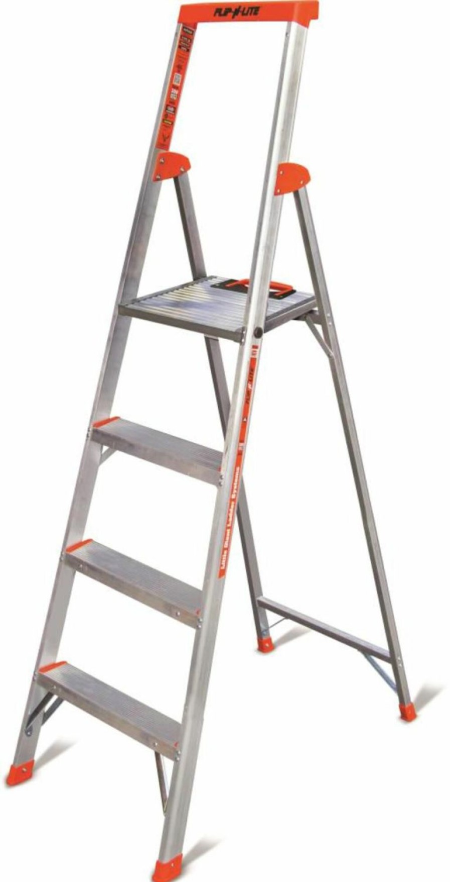 Ladders * | Flip-N-Lite Model 6 Aluminum 300 Lb Type-1A Step Ladder Little Giant Safety Best Sale