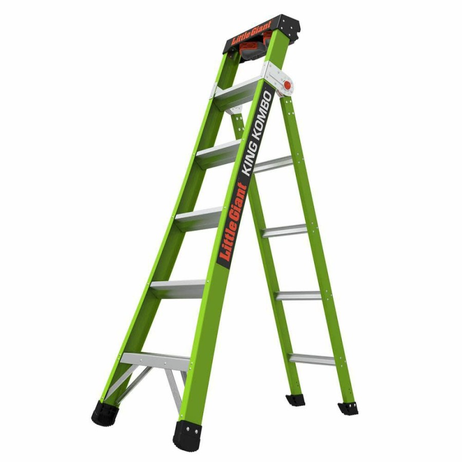 Ladders * | King Kombo Pro Fiberglass 6Ft. 10Ft. 3-In-1 Multi Position Combo Ladder Little Giant Safety Outlet Sale