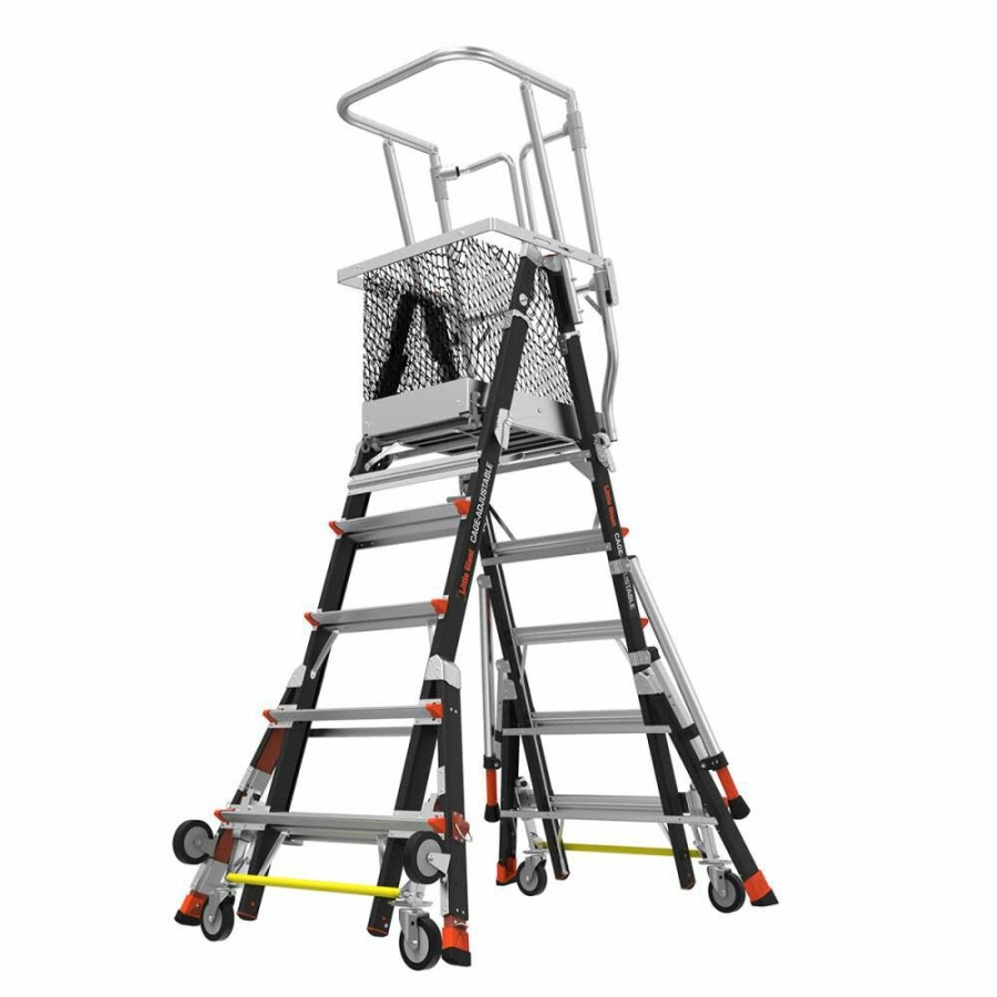 Ladders * | Cage Model 5 Ft. To 9 Ft. Iaa Fg W/ Wheel Lift And Ratchet Levelers Little Giant Safety Online Store