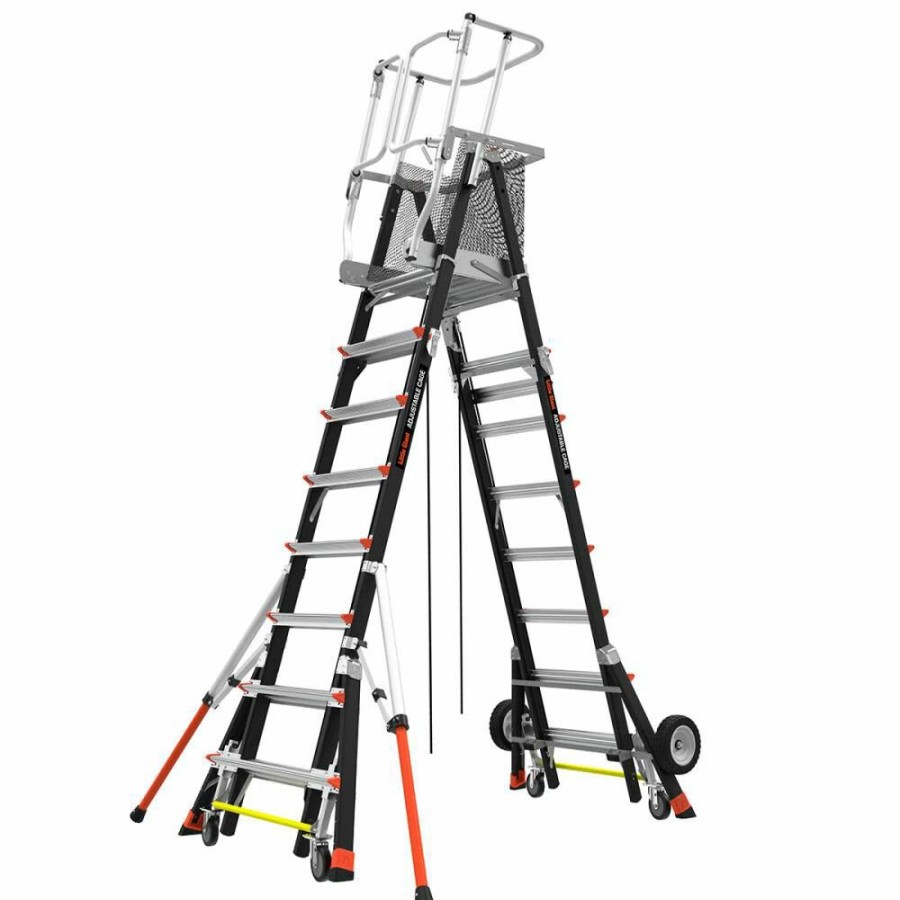 Ladders * | Cage Model 8 Ft. To 14 Ft. Iaa Fg W/ All Terrain Wheels And Wheel Lift Little Giant Safety Limited Edition