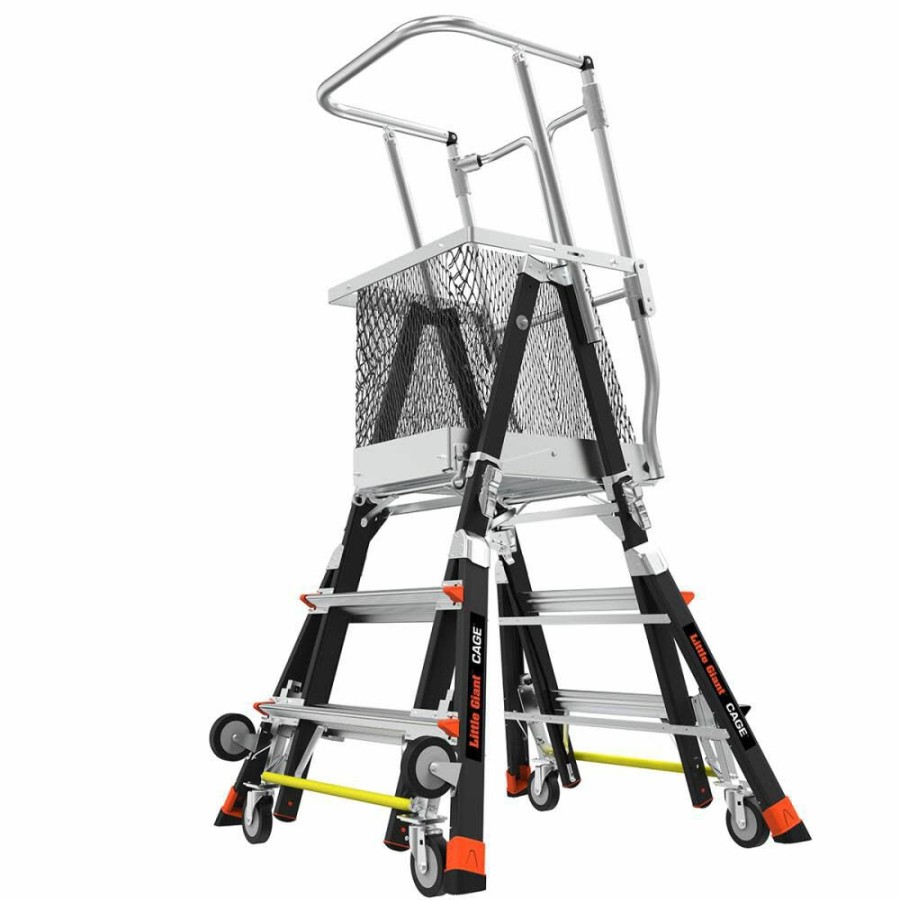 Ladders * | Cage Model 3 Ft. To 5 Ft. Iaa Fg With Wheel Lift Little Giant Safety Discounts Online