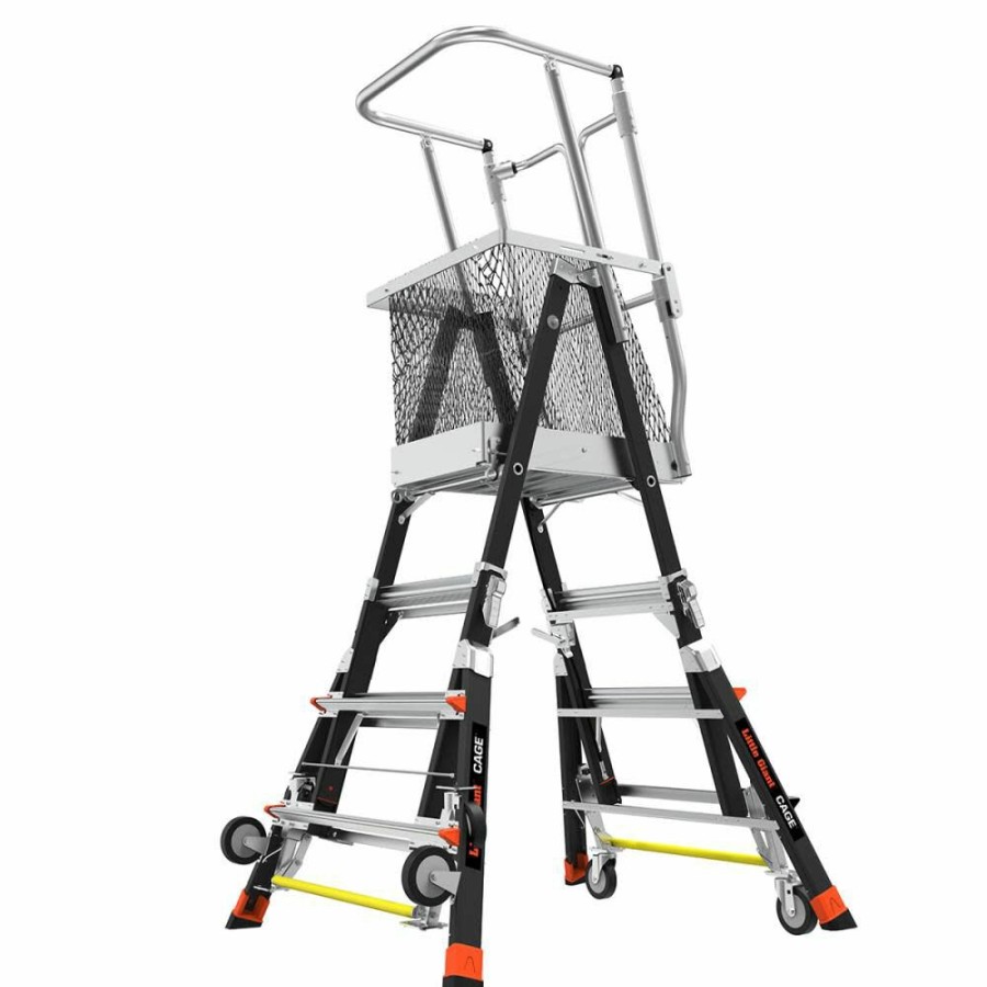 Ladders * | Cage Model 3 Ft. To 5 Ft. Iaa Fg With Wheel Lift Little Giant Safety Discounts Online