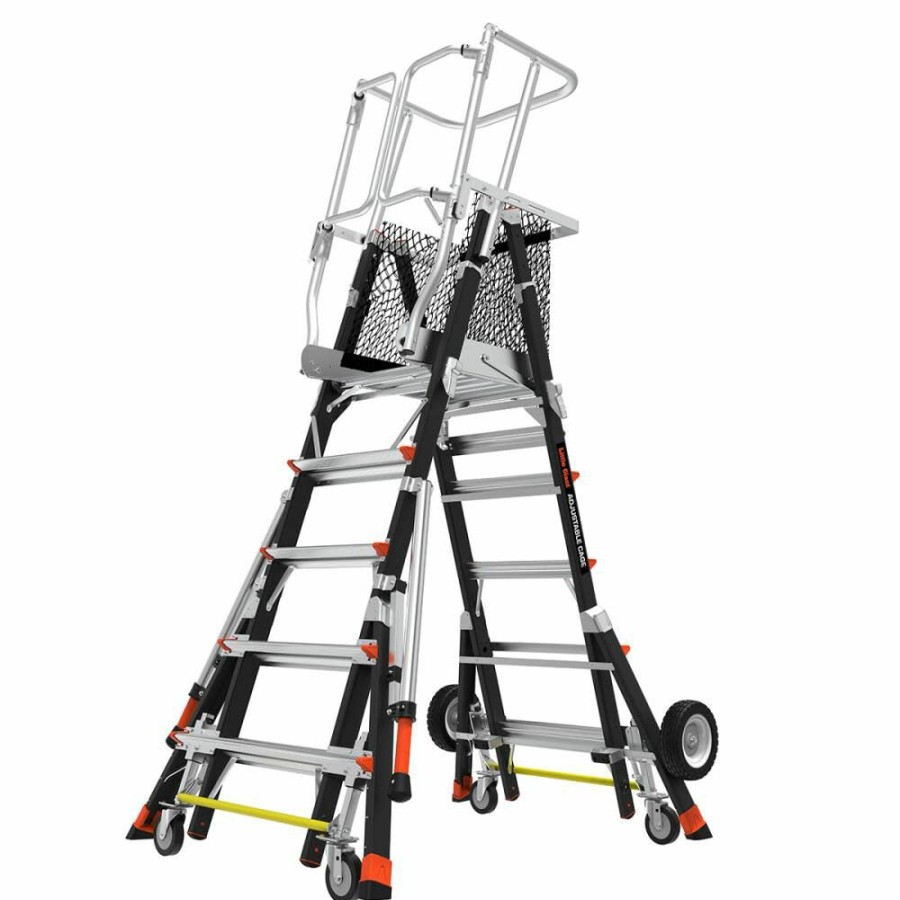 Ladders * | Cage Model 5 Ft. To 9 Ft. Iaa Fg W/ All Terrain Wheels And Wheel Lift Little Giant Safety Half Price