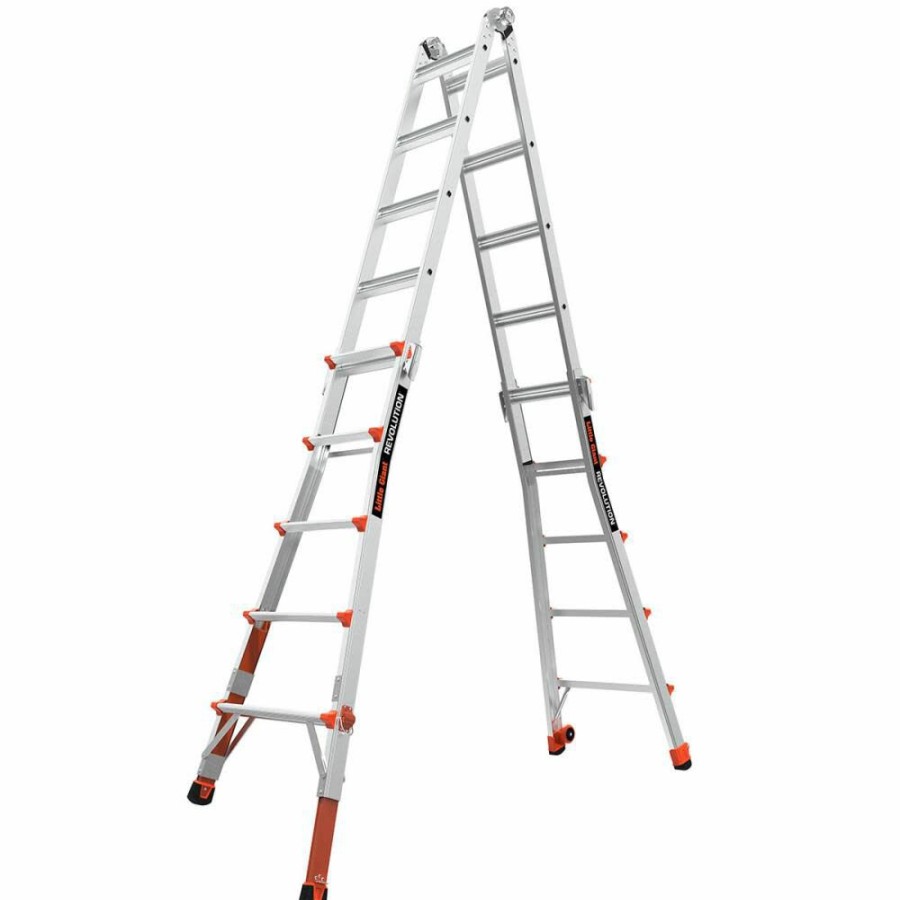 Ladders * | Revolution M22 Aluminum Type-1A 300Lb Telescoping Multi-Position Ladder With Ratchet Leg Leveler Little Giant Safety 100% Guarantee